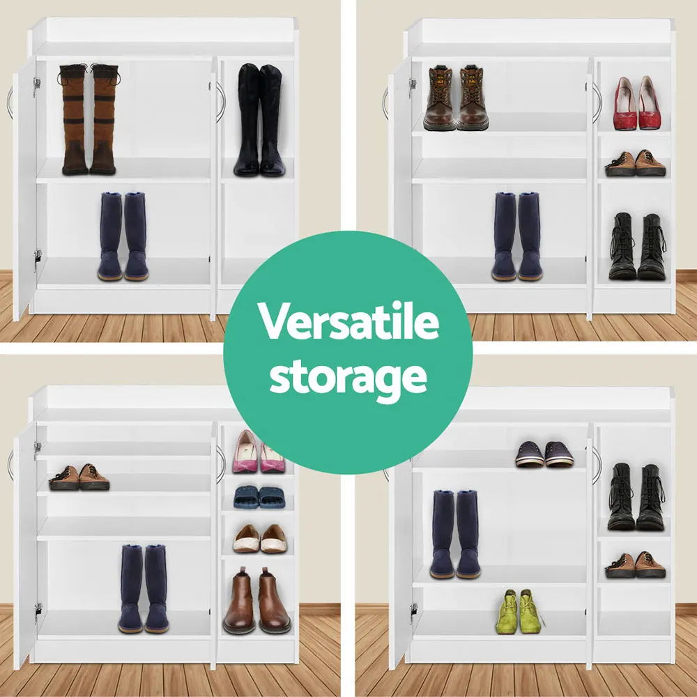 Artiss Shoe Rack Cabinet 21 Pairs Adjustable Shelves White Clair - Image 7