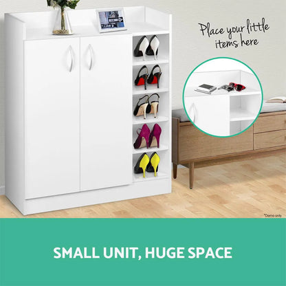 Artiss Shoe Rack Cabinet 21 Pairs Adjustable Shelves White Clair - Image 8