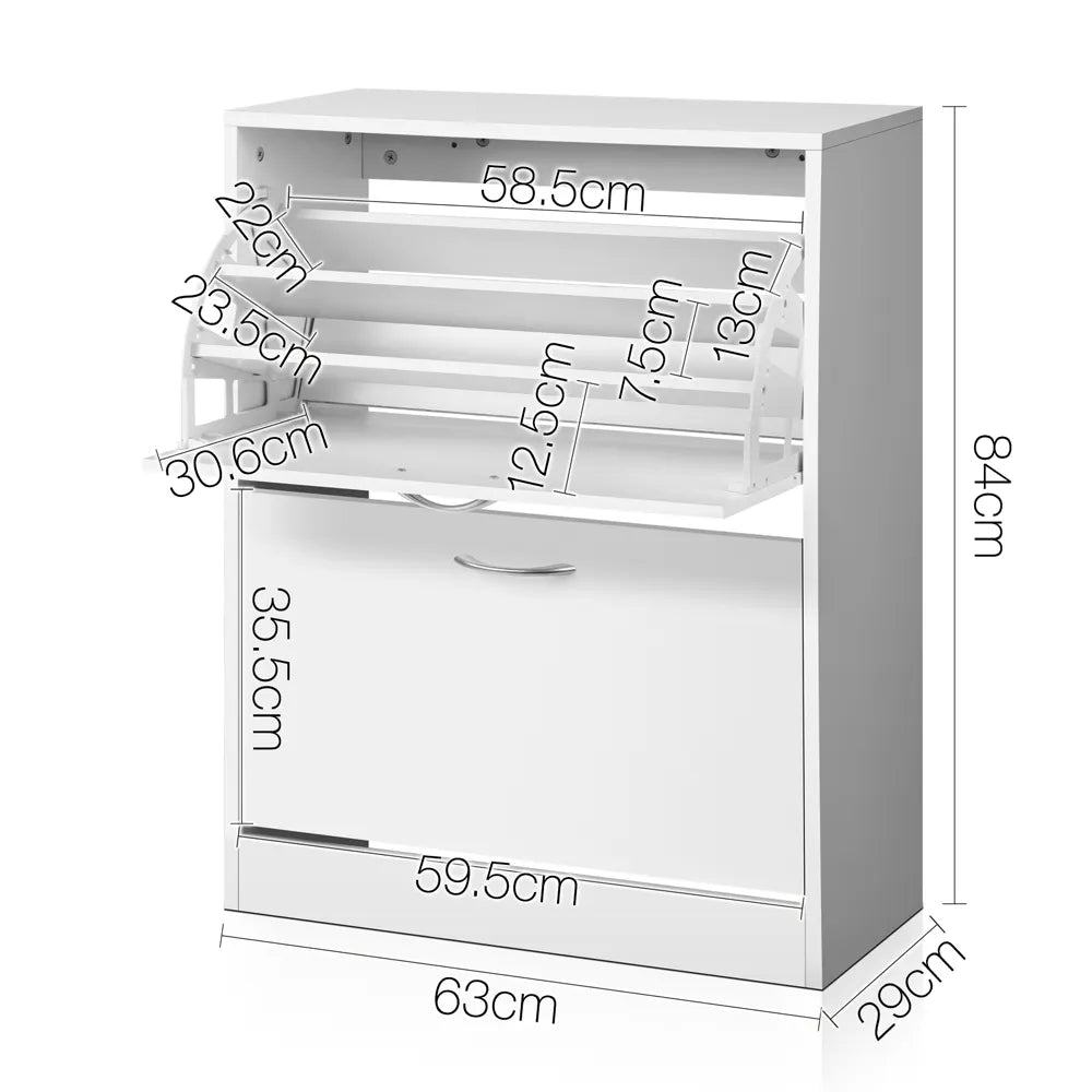 Artiss Shoe Rack Cabinet Adjustable Shelves 24 Pairs White Iris - Image 4