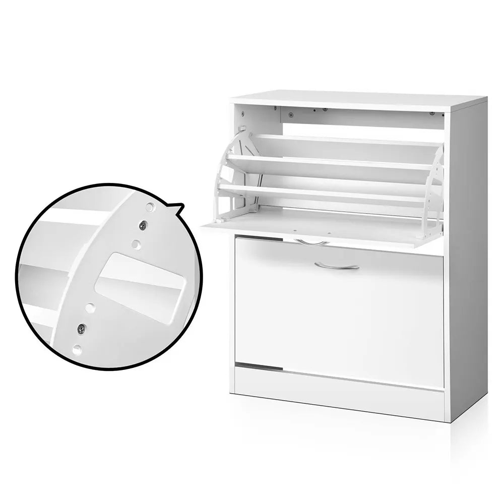 Artiss Shoe Rack Cabinet Adjustable Shelves 24 Pairs White Iris - Image 5