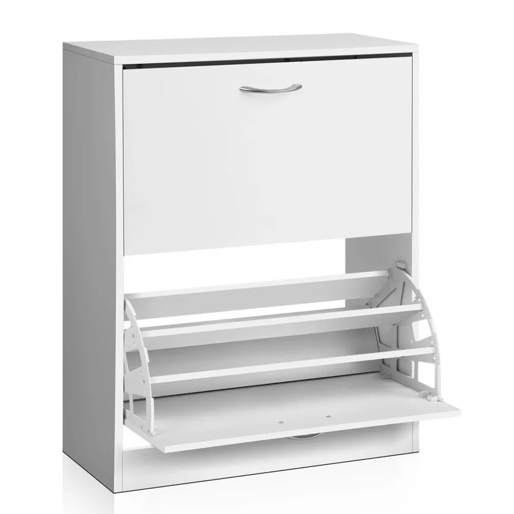 Artiss Shoe Rack Cabinet Adjustable Shelves 24 Pairs White Iris - Image 3
