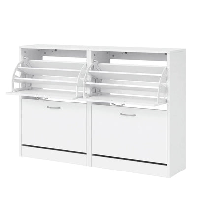 Artiss 2x Shoe Cabinet Storage Organiser 2 Flip Drawer White