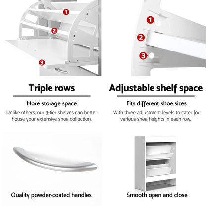 Artiss 2x Shoe Cabinet Storage Organiser 2 Flip Drawer White - Image 8