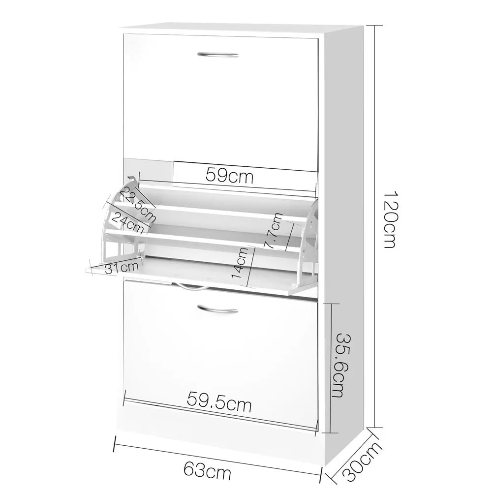 Artiss Shoe Rack Cabinet 36 Pairs Adjustable Shelves Ivy - Image 4