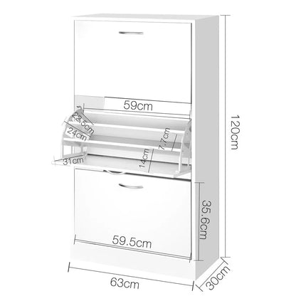 Artiss Shoe Rack Cabinet 36 Pairs Adjustable Shelves Ivy - Image 4