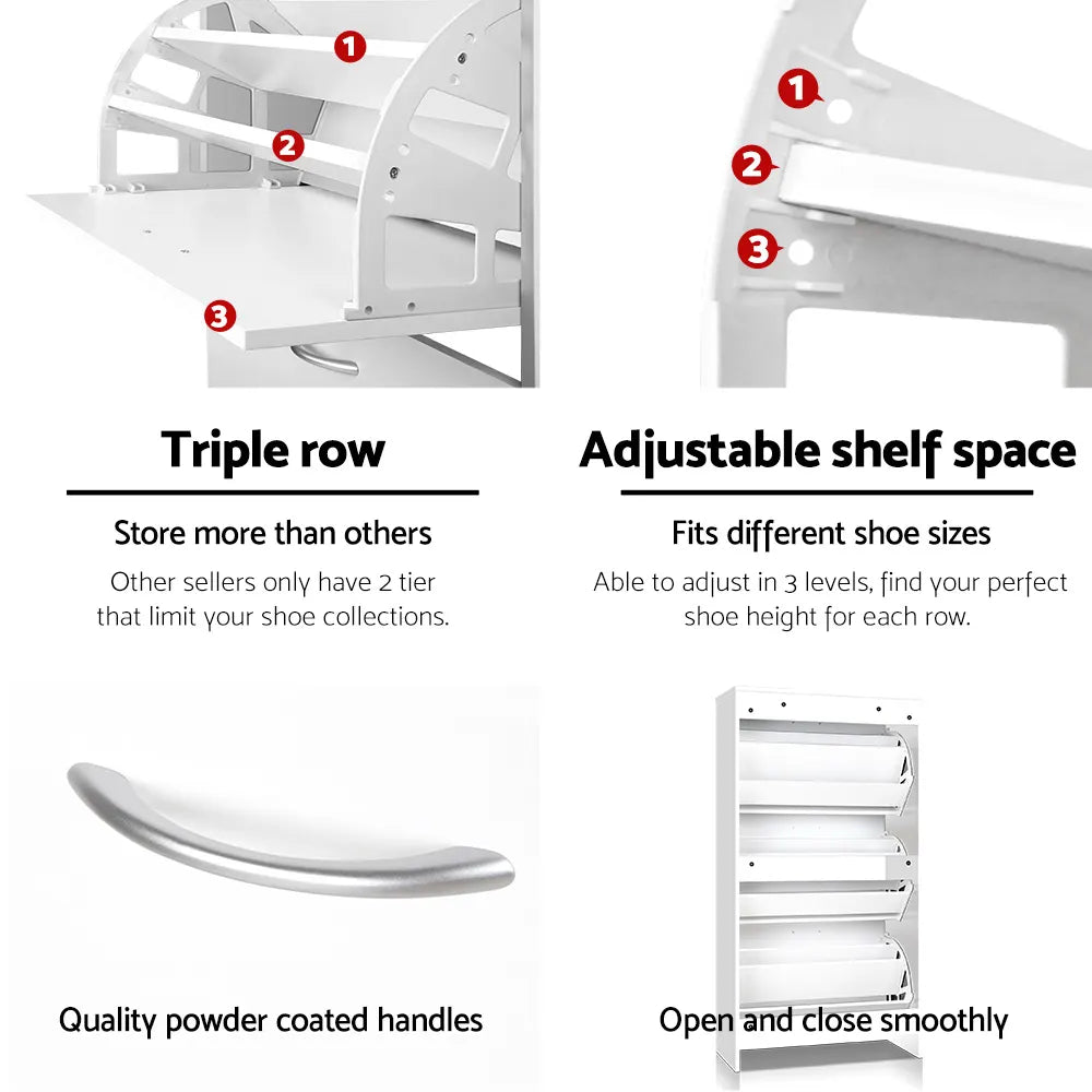 Artiss Shoe Rack Cabinet 36 Pairs Adjustable Shelves Ivy - Image 8