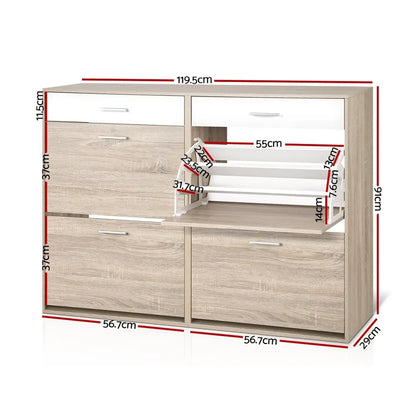 Artiss Shoe Rack Cabinet 36 Pairs Adjustable Shelves Pine Sara - Image 4