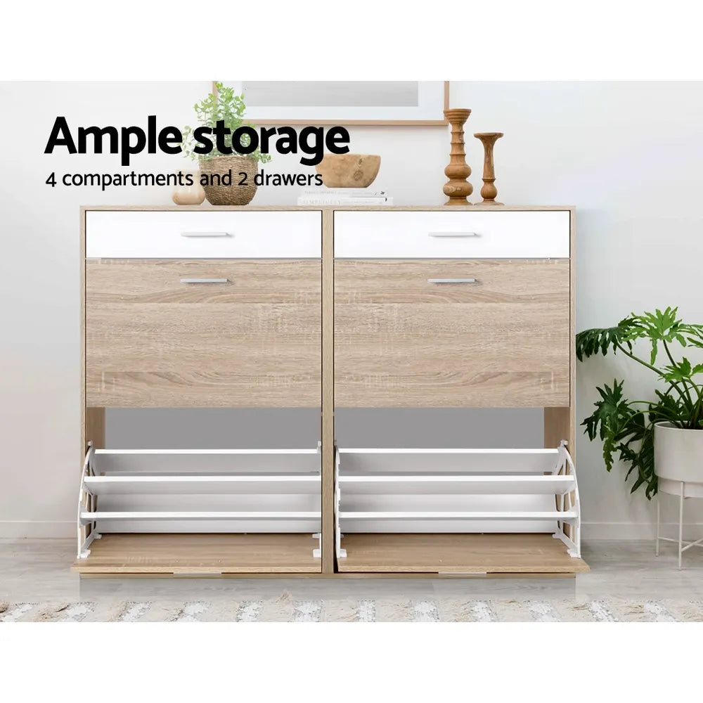 Artiss Shoe Rack Cabinet 36 Pairs Adjustable Shelves Pine Sara - Image 7