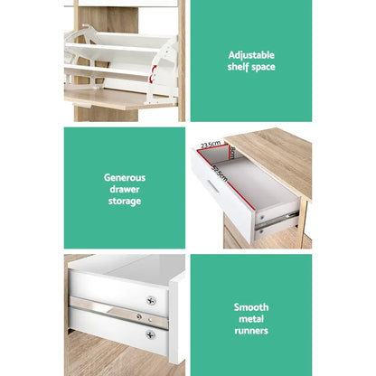 Artiss Shoe Rack Cabinet 36 Pairs Adjustable Shelves Pine Sara - Image 8