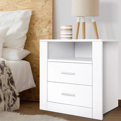 Artiss Bedside Table 2 Drawers with Shelf - TARA White - Image 8