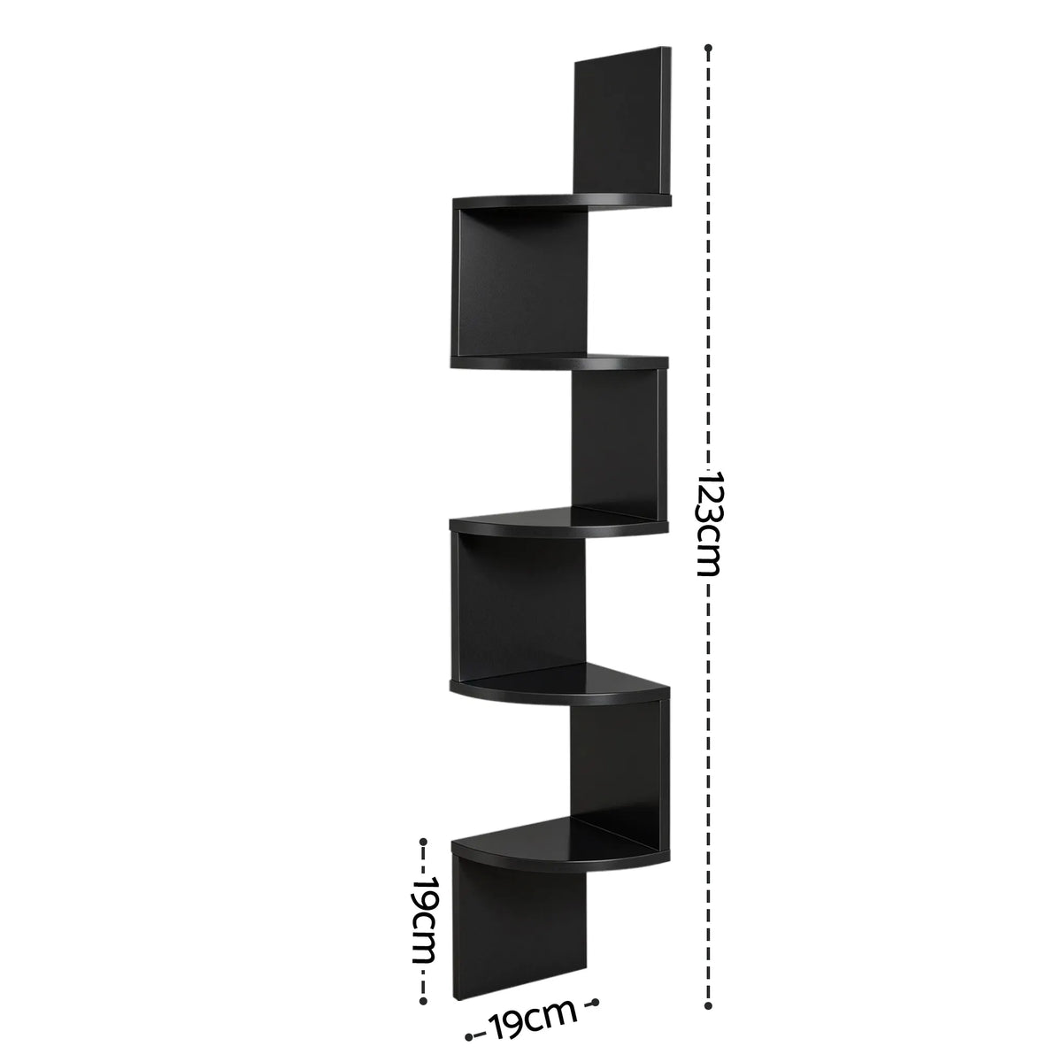 Artiss Wall Shelf Bookshelf Corner Floating 5-Tier Black - Image 3