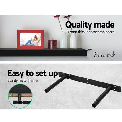 Artiss Floating Wall Shelf Set of 3 Black - Image 4