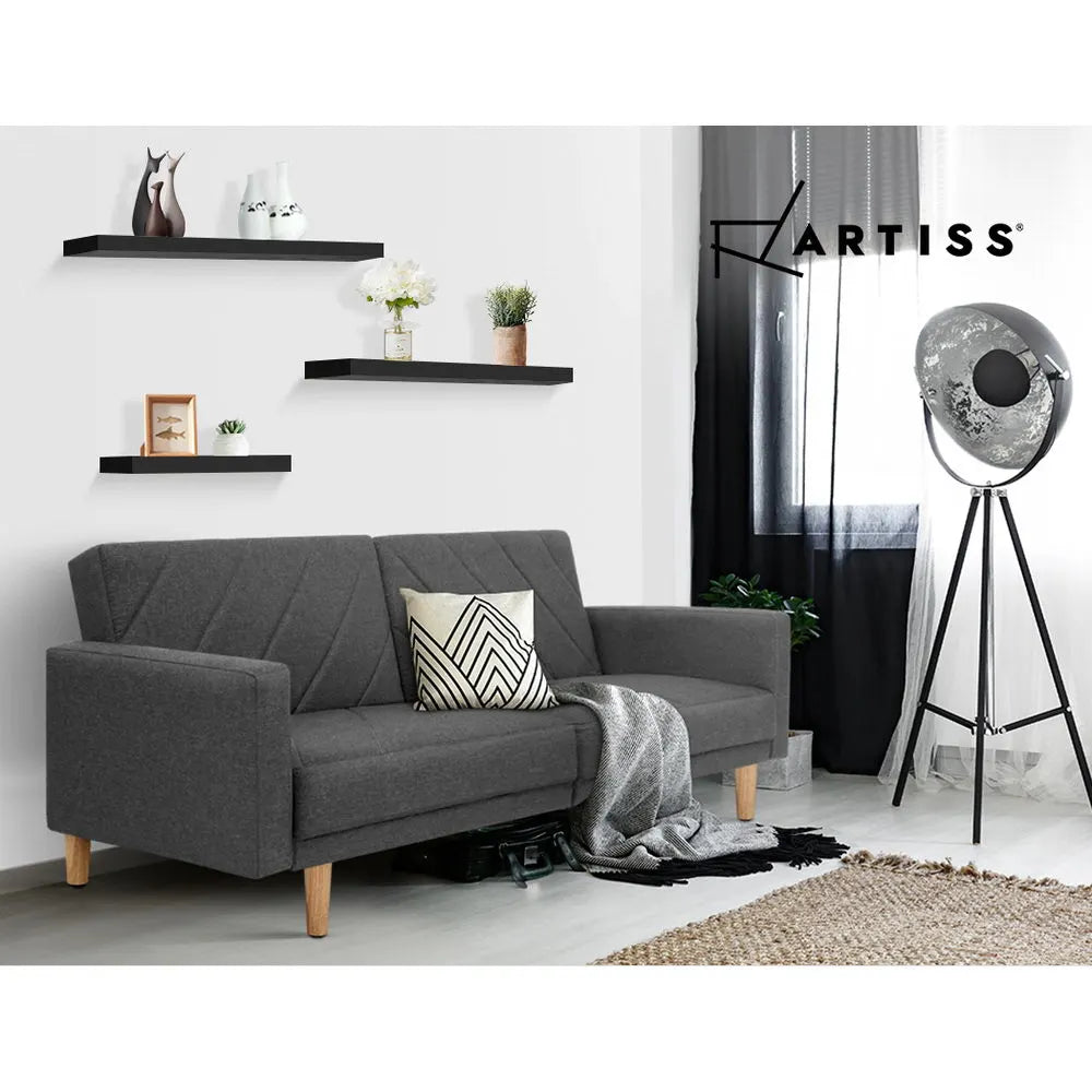 Artiss Floating Wall Shelf Set of 3 Black - Image 6