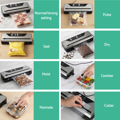 Devanti Food Vacuum Sealer Machine Auto Seal Slide Cutter 9 Modes Marinate Black - Image 5