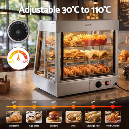 Devanti Commercial Food Warmer 1500W 3 Shelf Heated Display Cabinet - Image 5