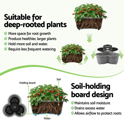 Green Fingers 5 Tier Vertical Garden Planter, Stackable Planters with 4 Wheels, Grey, Raised Garden Bed, Garden Tower Indoor Outdoor, Auto Drainage System, for Strawberries, Herbs, Flower, Vegetables - Image 9