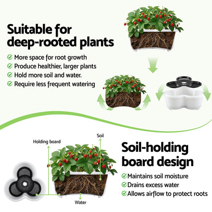Green Fingers 5 Tier Vertical Garden Planter, Stackable Planters with Wheels, White, Garden Bed, Garden Tower Indoor Outdoor, Auto Drainage System, for Strawberries, Herbs, Flowers, Vegetables - Image 9