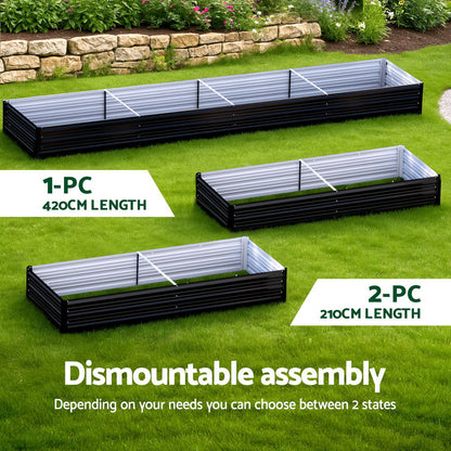 Green Fingers Raised Garden Bed 2 Pcs 210x90cm Planter Box Container Galvanised Metal Outdoor - Image 4