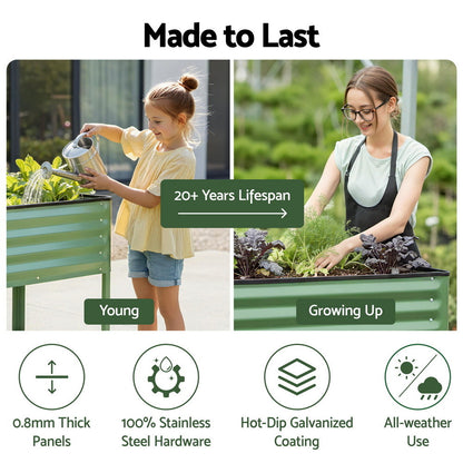 Green Fingers Elevated Raised Garden Bed Kit Mobile w/ Locking Wheels & Storage Shelf 100KG Max Load 115x60x81cm | Galvanized Steel, Portable Green Organizer for Seniors, Patio, Balcony, Vegetables - Image 6