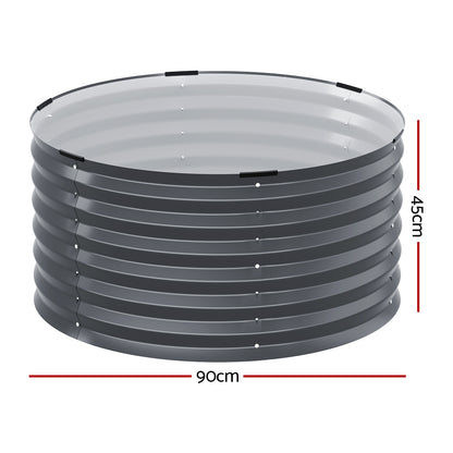 Green Fingers Garden Bed 90X45cm Round Latches Planter Box Raised Galvanised Herb - Image 2