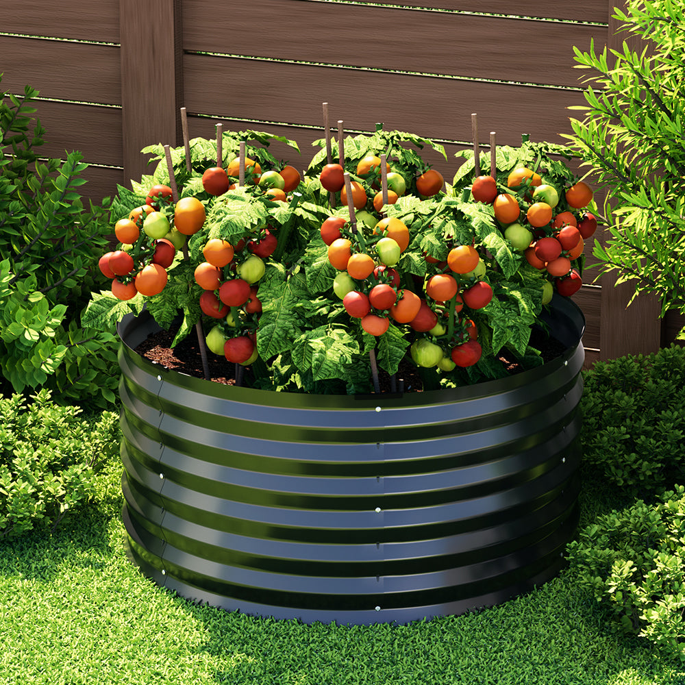 Green Fingers Garden Bed 90X45cm Round Latches Planter Box Raised Galvanised Herb - Image 4