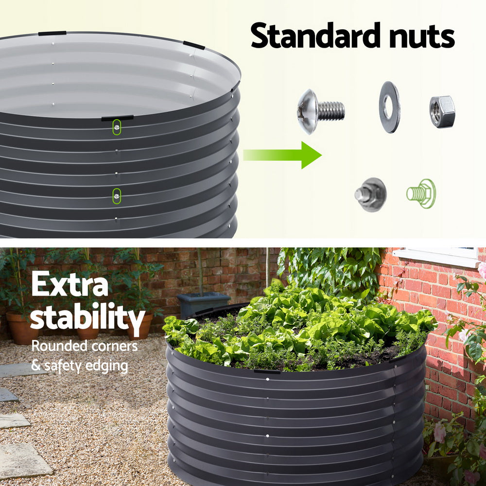 Green Fingers Garden Bed 90X45cm Round Latches Planter Box Raised Galvanised Herb - Image 6