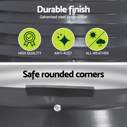 Green Fingers Garden Bed 90X45cm Round Latches Planter Box Raised Galvanised Herb - Image 7