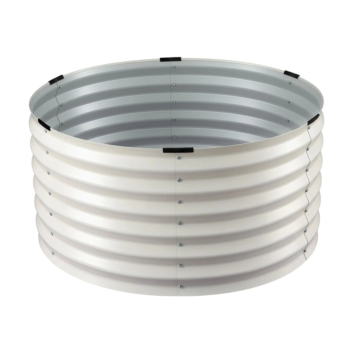 Green Fingers Round Metal Raised Garden Bed 90x45cm Planter Box White - Image 3