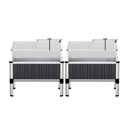 Green Fingers Raised Garden Bed x2 80x49x74cm Greenhouse Planter Box Galvanised Herb - Image 3