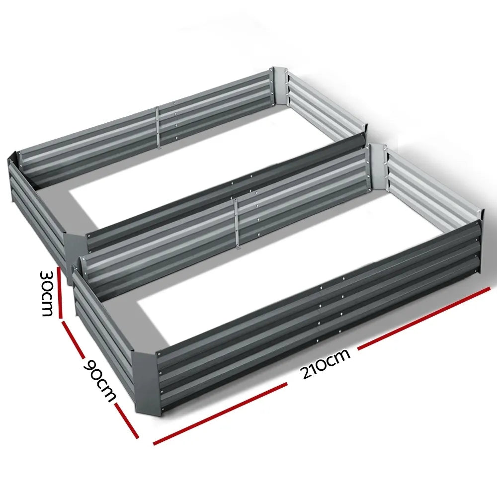 Green Fingers 2x Garden Bed 210x90cm Planter Box Raised Container Galvanised Herb - Image 2