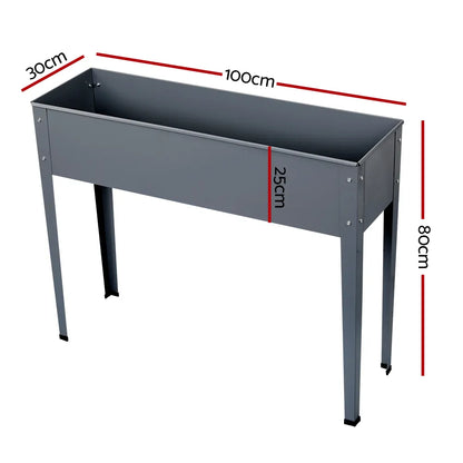 Green Fingers Garden Bed Elevated 100X80X30cm Planter Box Container Galvanised - Image 2