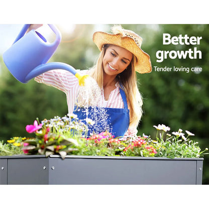 Green Fingers Garden Bed Elevated 100X80X30cm Planter Box Container Galvanised - Image 4