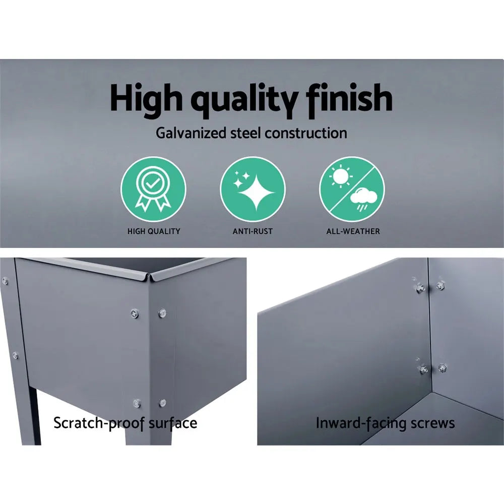 Green Fingers Garden Bed Elevated 100X80X30cm Planter Box Container Galvanised - Image 5