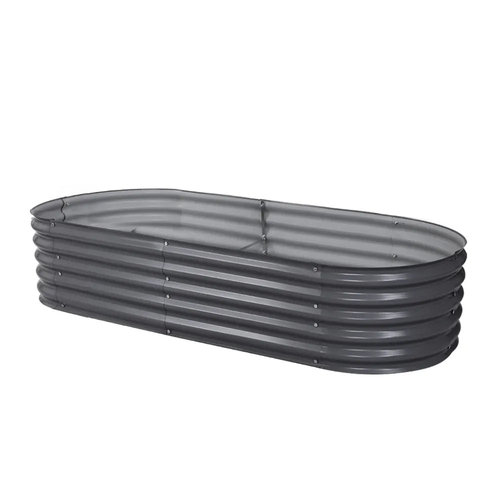 Green Fingers Garden Bed 160X80X42cm Oval Planter Box Raised Container Galvanised - Image 7