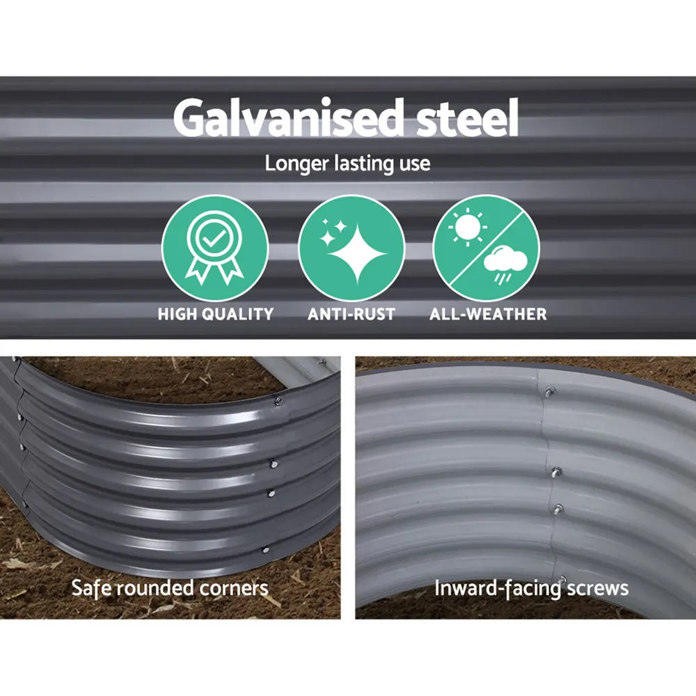 Green Fingers Garden Bed 160X80X42cm Oval Planter Box Raised Container Galvanised - Image 4