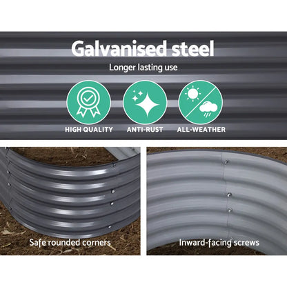 Green Fingers Garden Bed 160X80X42cm Oval Planter Box Raised Container Galvanised - Image 4