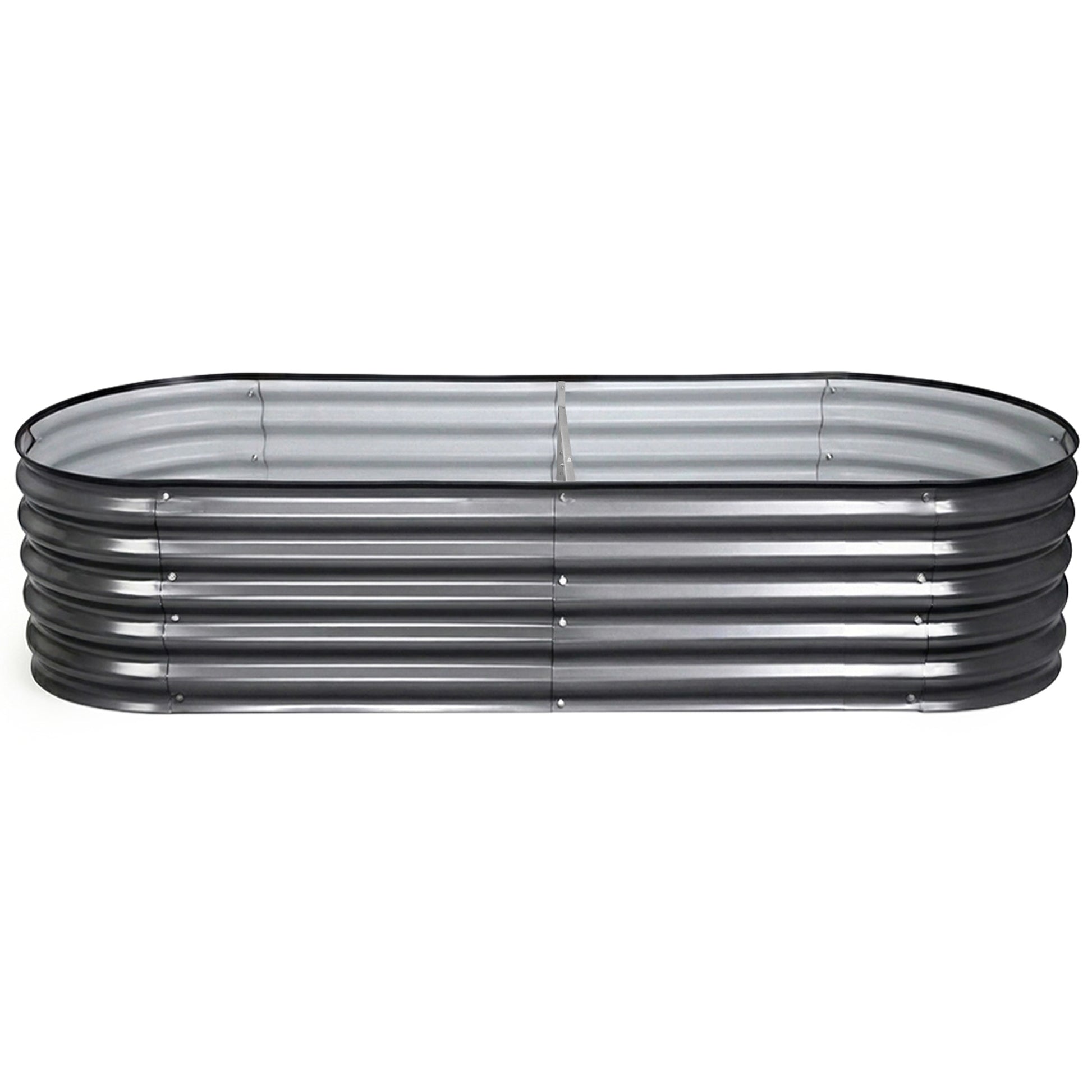 Green Fingers 4 Pcs Raised Garden Bed Kit Oval Galvanized Steel Planter Boxes 160x80x42cm, Heavy Duty Metal Elevated Garden Bed for Vegetables Flowers Herbs, with Safety Edging, Gloves & Pegs Included - Image 3