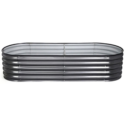 Green Fingers 4 Pcs Raised Garden Bed Kit Oval Galvanized Steel Planter Boxes 160x80x42cm, Heavy Duty Metal Elevated Garden Bed for Vegetables Flowers Herbs, with Safety Edging, Gloves & Pegs Included - Image 3