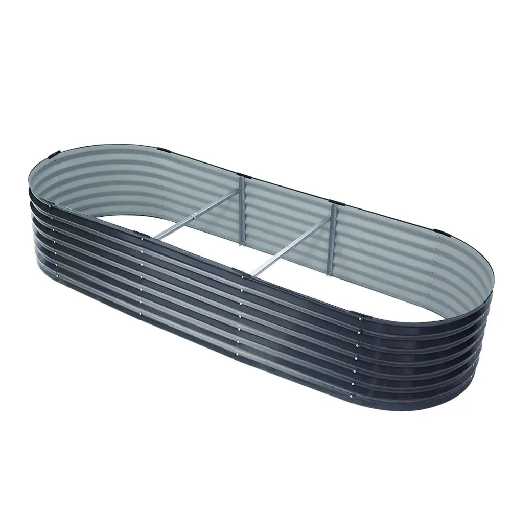 Green Fingers Garden Bed 240X80X42cm Oval Planter Box Raised Container Galvanised - Image 7