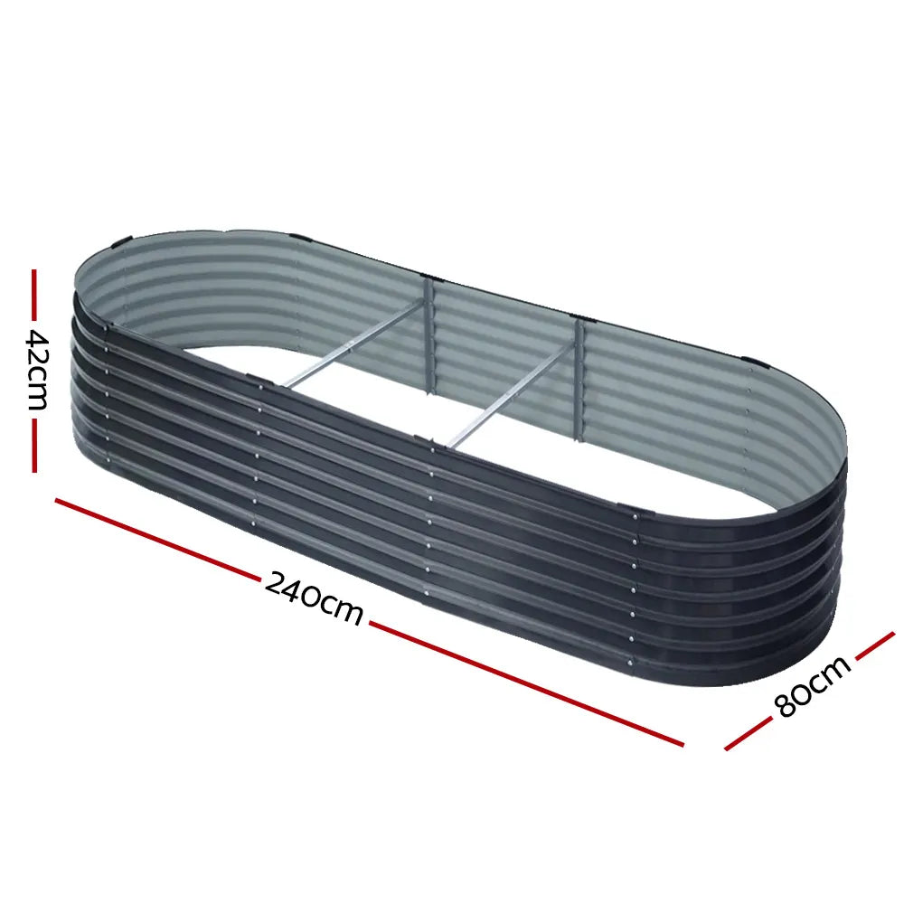 Green Fingers Garden Bed 240X80X42cm Oval Planter Box Raised Container Galvanised - Image 2