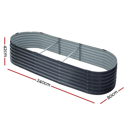 Green Fingers Garden Bed 240X80X42cm Oval Planter Box Raised Container Galvanised - Image 2