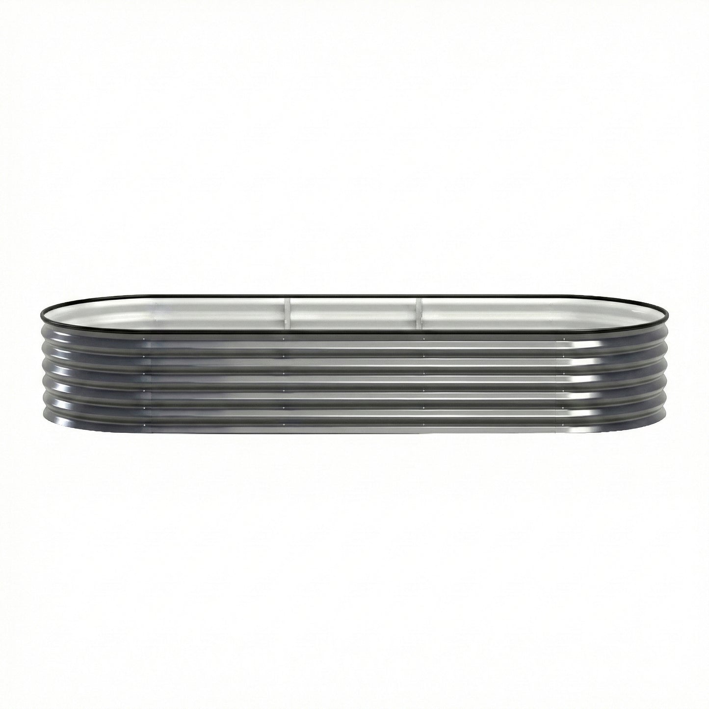 Green Fingers 3 Pcs Raised Garden Bed Kit Oval Galvanized Steel Planter Boxes 240x80x42cm, Heavy Duty Metal Elevated Garden Bed for Vegetables Flowers Herbs, with Safety Edging, Gloves & Pegs Included - Image 3
