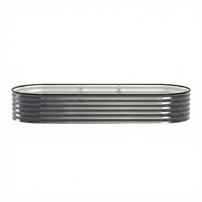 Green Fingers 4 Pcs Raised Garden Bed Kit Oval Galvanized Steel Planter Boxes 240x80x42cm, Heavy Duty Metal Elevated Garden Bed for Vegetables Flowers Herbs, with Safety Edging, Gloves & Pegs Included - Image 3