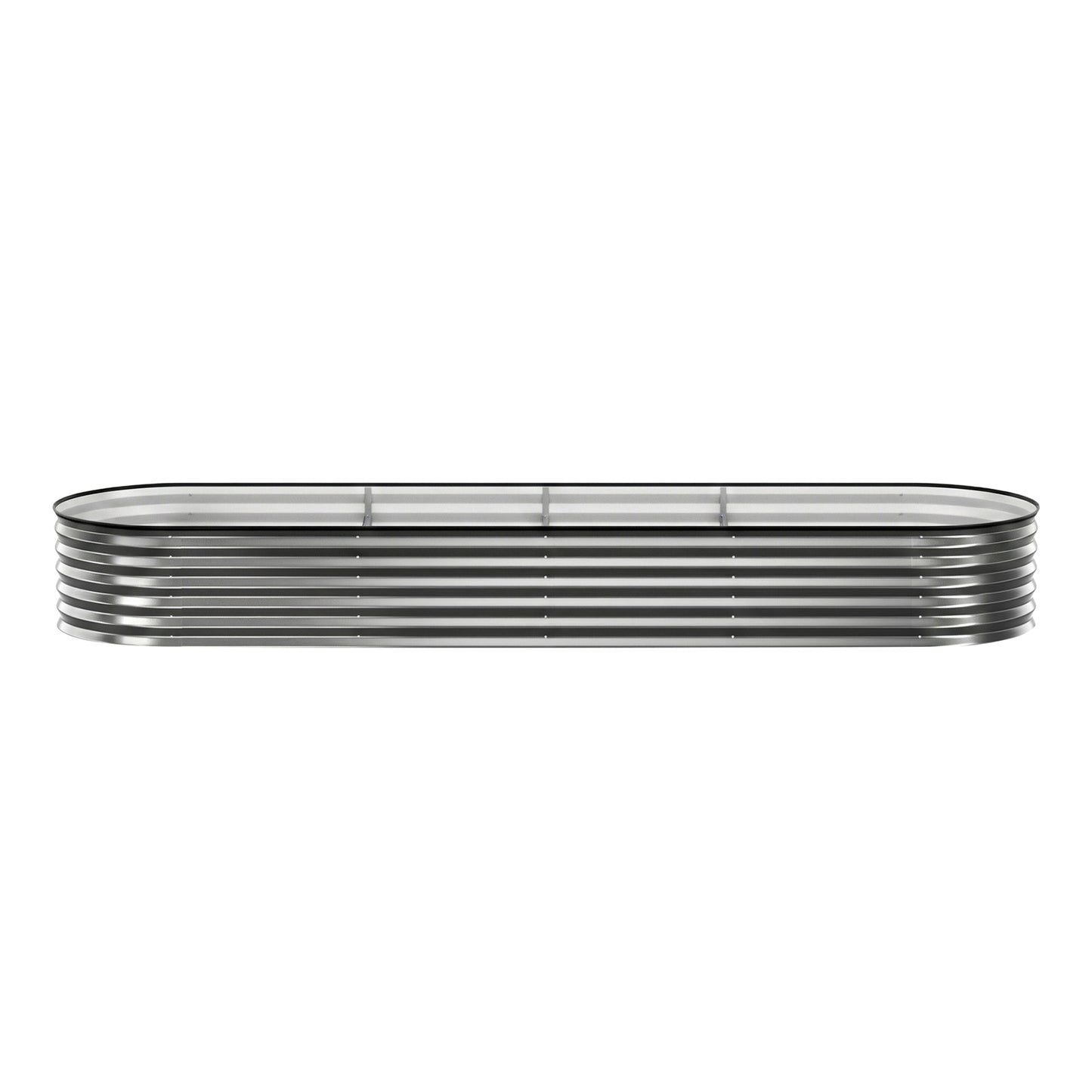Green Fingers 4 Pcs Raised Garden Bed Kit Oval Galvanized Steel Planter Boxes 320x80x42cm, Heavy Duty Metal Elevated Garden Bed for Vegetables Flowers Herbs, with Safety Edging, Gloves & Pegs Included - Image 3