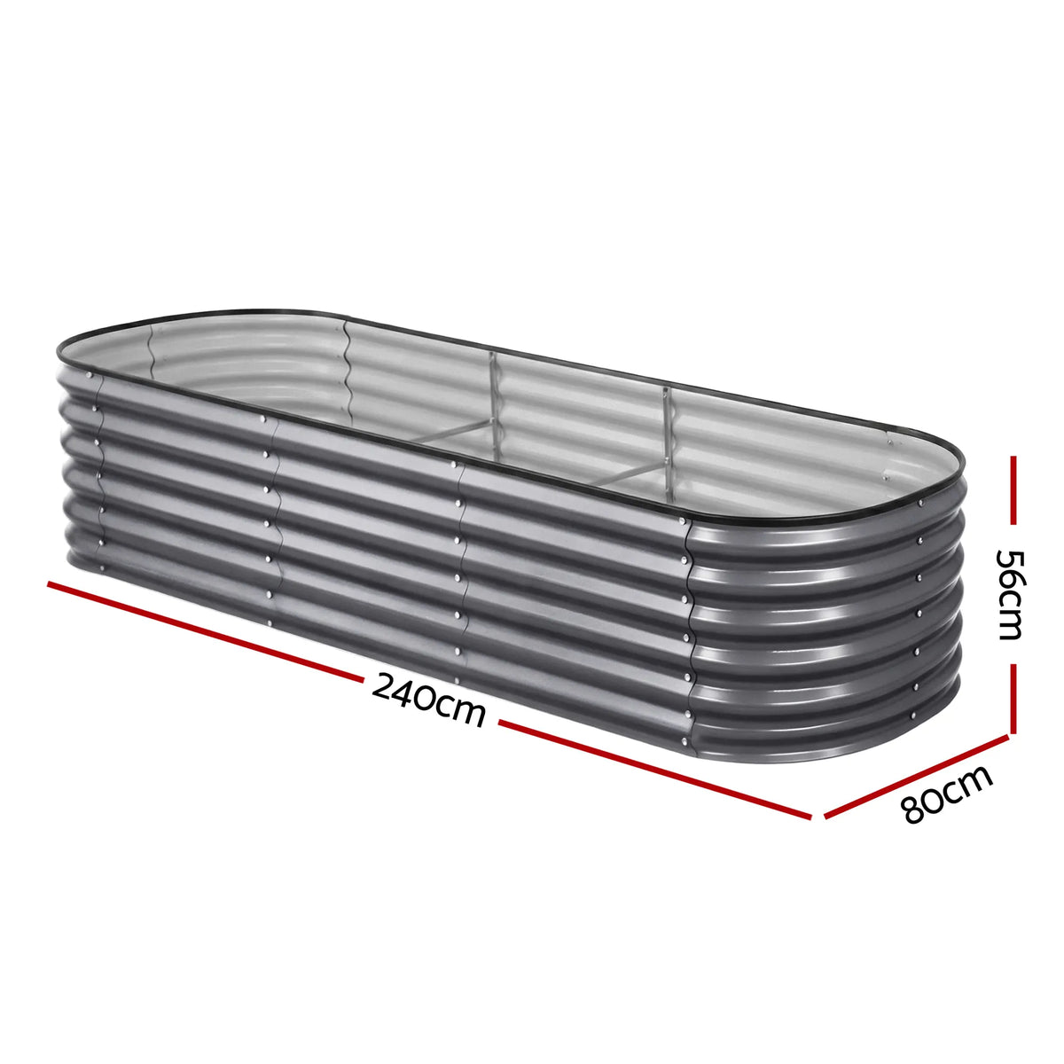 Green Fingers 3 Pcs Raised Garden Bed Kit Oval Galvanized Steel Planter Boxes 240x80x56cm, Heavy Duty Metal Elevated Garden Bed for Vegetables Flowers Herbs, with Safety Edging, Gloves & Pegs Included - Image 7