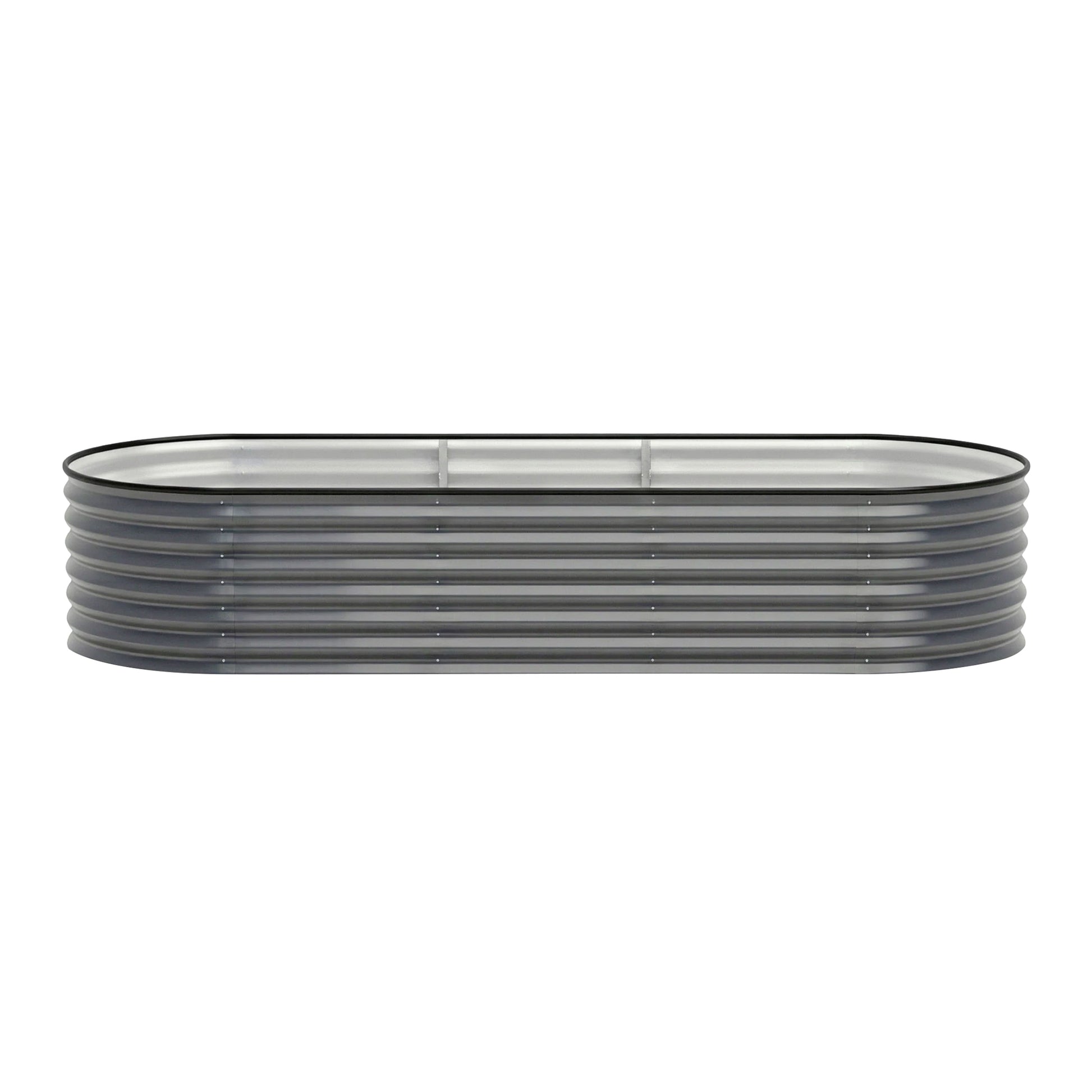 Green Fingers 3 Pcs Raised Garden Bed Kit Oval Galvanized Steel Planter Boxes 240x80x56cm, Heavy Duty Metal Elevated Garden Bed for Vegetables Flowers Herbs, with Safety Edging, Gloves & Pegs Included - Image 3