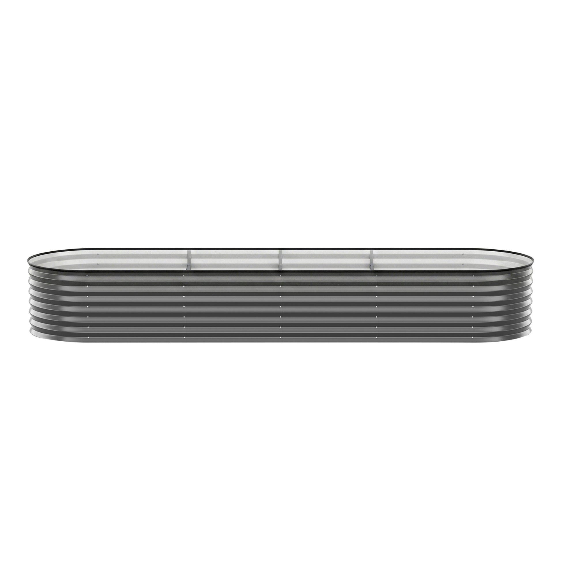 Green Fingers 4 Pcs Raised Garden Bed Kit Oval Galvanized Steel Planter Boxes 320x80x56cm, Heavy Duty Metal Elevated Garden Bed for Vegetables Flowers Herbs, with Safety Edging, Gloves & Pegs Included - Image 3