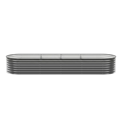 Green Fingers 4 Pcs Raised Garden Bed Kit Oval Galvanized Steel Planter Boxes 320x80x56cm, Heavy Duty Metal Elevated Garden Bed for Vegetables Flowers Herbs, with Safety Edging, Gloves & Pegs Included - Image 3