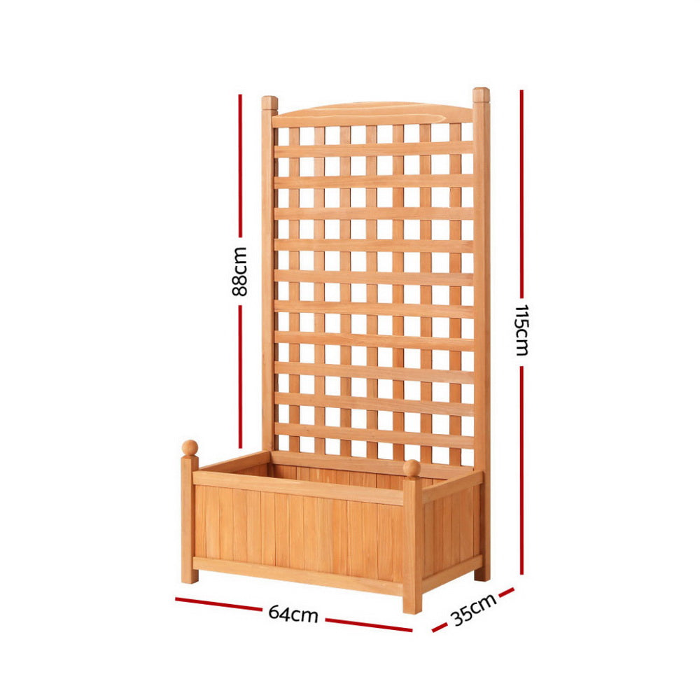 Green Fingers 2X Garden Bed Wooden 64x35x115cm Planter Raised Box Container Trellis - Image 2