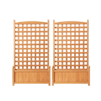 Green Fingers 2X Garden Bed Wooden 64x35x115cm Planter Raised Box Container Trellis - Image 3